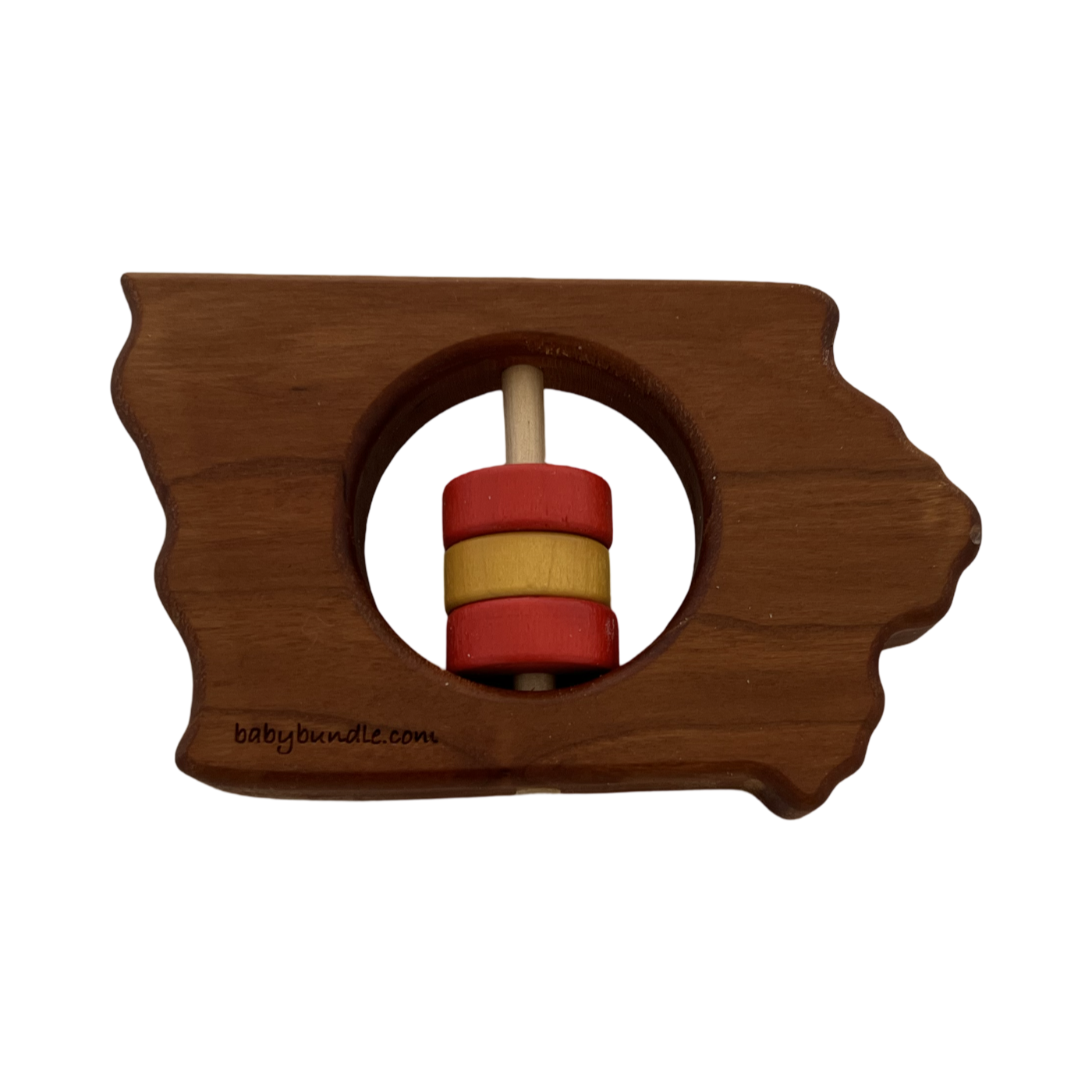 State of Iowa Wooden Rattle Red and Gold on Sale!