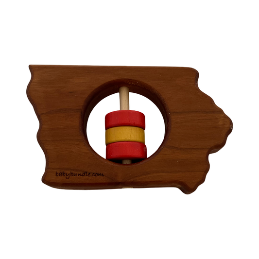 State of Iowa Wooden Rattle Red and Gold on Sale!