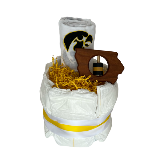 University of Iowa Hawkeye Wood State Diaper Bundle