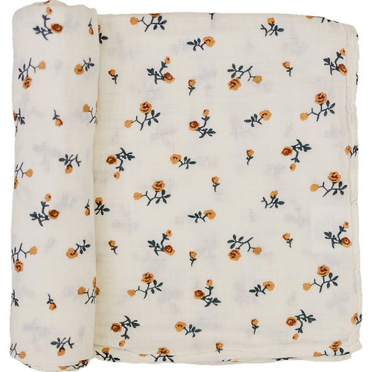 Cream Floral Muslin Swaddle Blanket on Sale!
