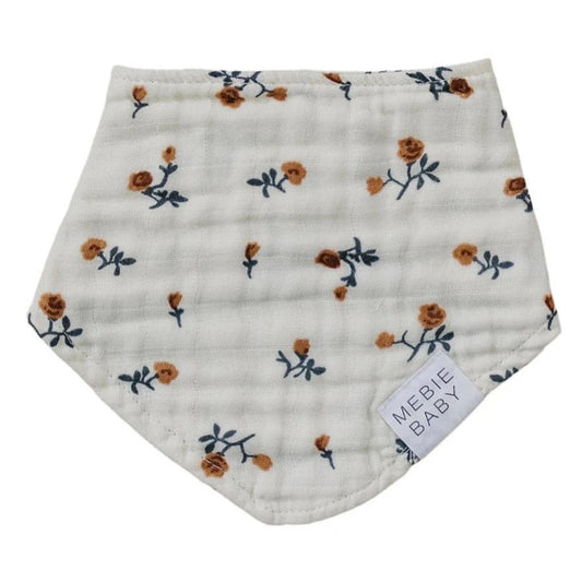 Cream Floral Cotton Muslin Bib