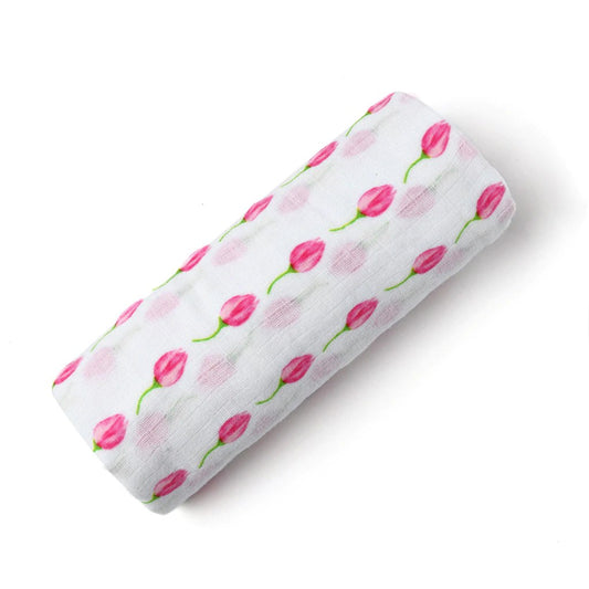 Pink Floral Organic Cotton Muslin Baby Blanket on Sale!