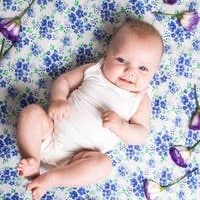 Blue Floral Organic Cotton Baby Blanket on Sale!